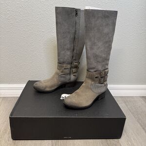 Sorel Women's Lolla Tall II Leather Boot, Size 8 QUARRY, BLACK / CARRIÈRE, NOIR